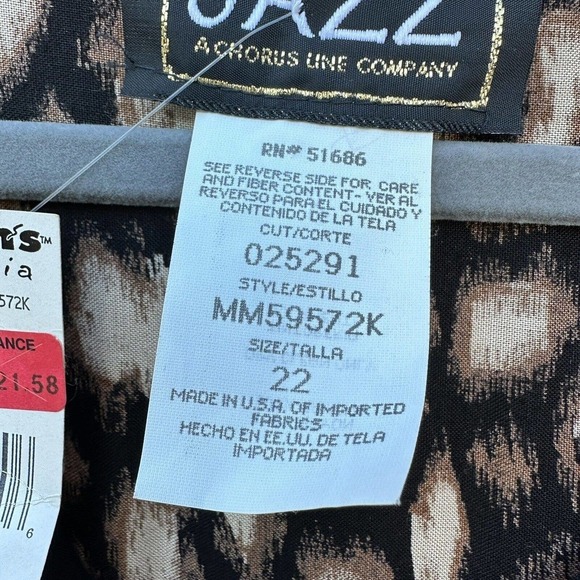 NWT Vtg More Jazz abstract print Midi baby doll Dress bead & shoulder pads sz 22 - Picture 12 of 12